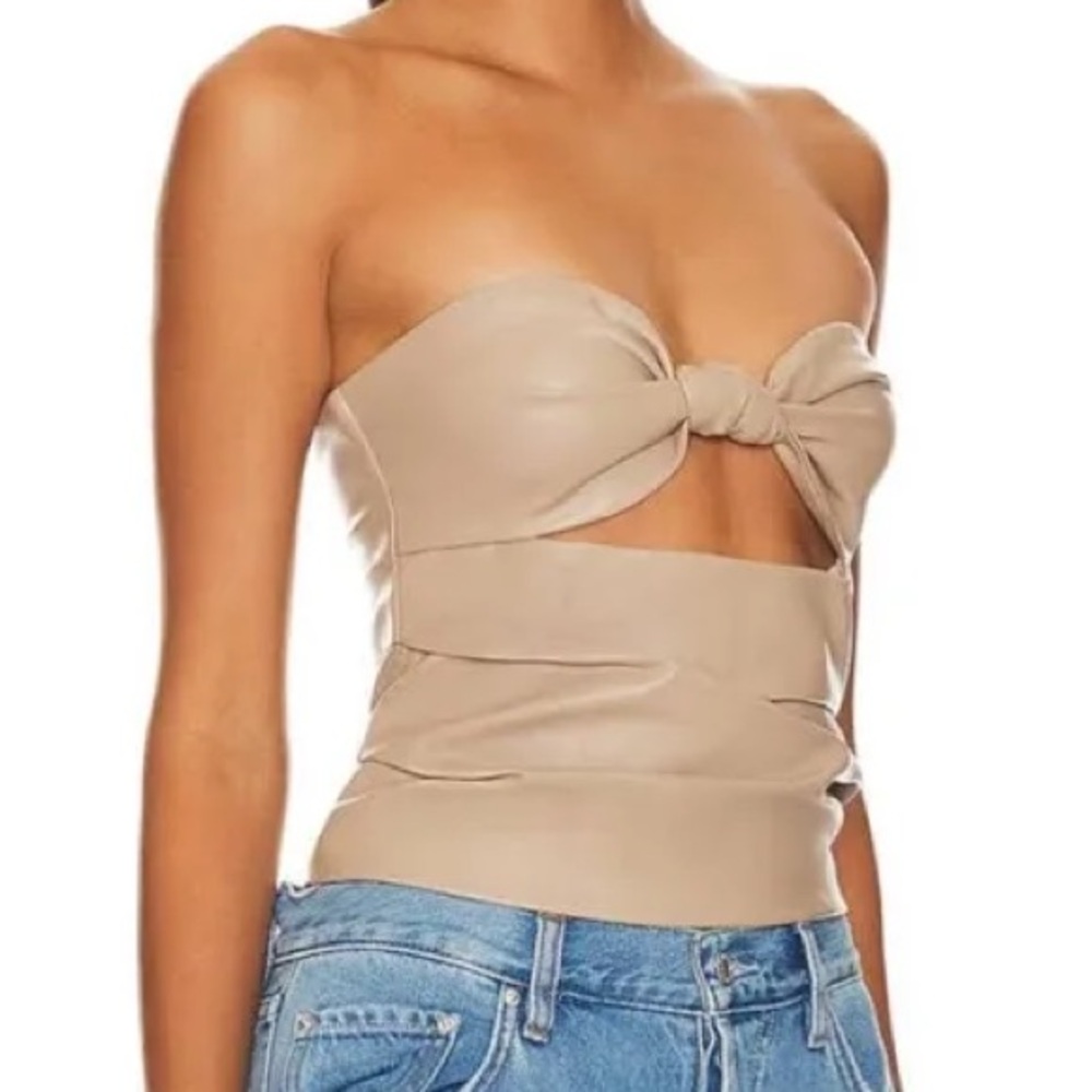 Lovers + Friends faux leather strapless top
